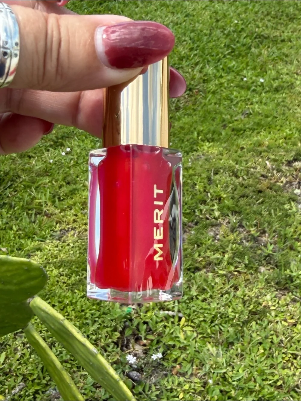 MERIT Shade Slick Tinted Lip Oil Gloss In Maraschino  Sheer Red